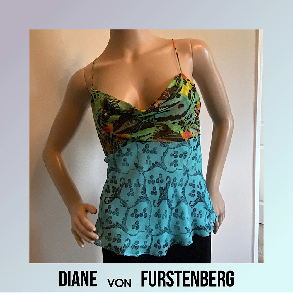 Diane von Furstenberg multi colored silk top sz4